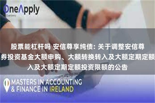 股票能杠杆吗 安信尊享纯债: 关于调整安信尊享纯债债券型证券投资基金大额申购、大额转换转入及大额定期定额投资限额的公告