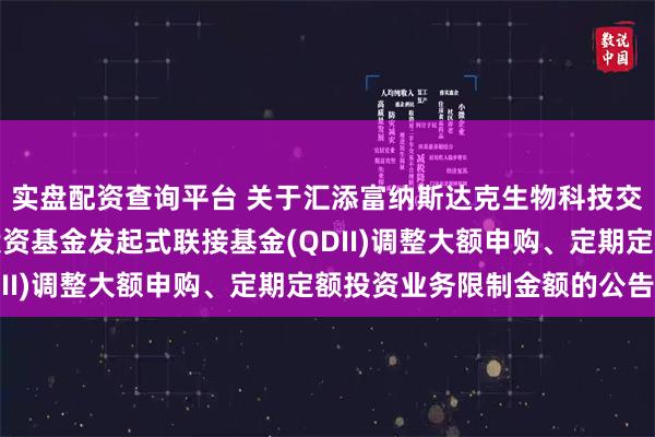 实盘配资查询平台 关于汇添富纳斯达克生物科技交易型开放式指数证券投资基金发起式联接基金(QDII)调整大额申购、定期定额投资业务限制金额的公告