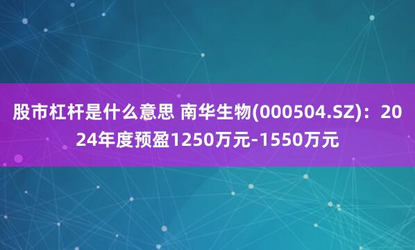 股市杠杆是什么意思 南华生物(000504.SZ)：2024年度预盈1250万元-1550万元