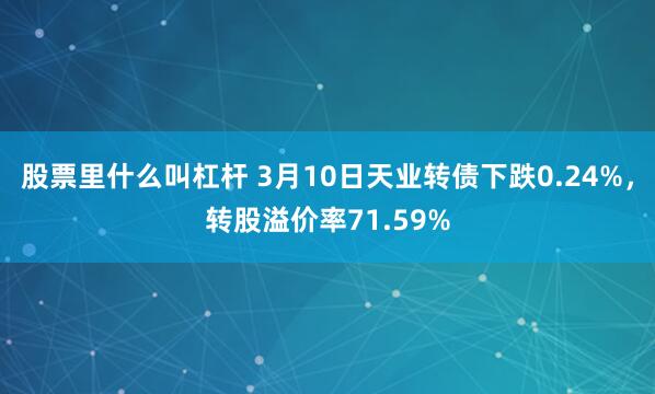 股票里什么叫杠杆 3月10日天业转债下跌0.24%，转股溢价率71.59%